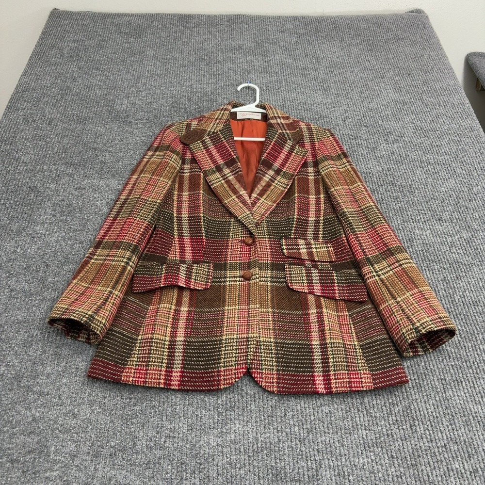 Vintage Evan Picone Skirt Suit Set Womens 10 Brown Wool Elbow Patches Academic